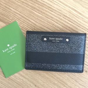 NWT Kate Spade Card Holder ~ Black Glitter